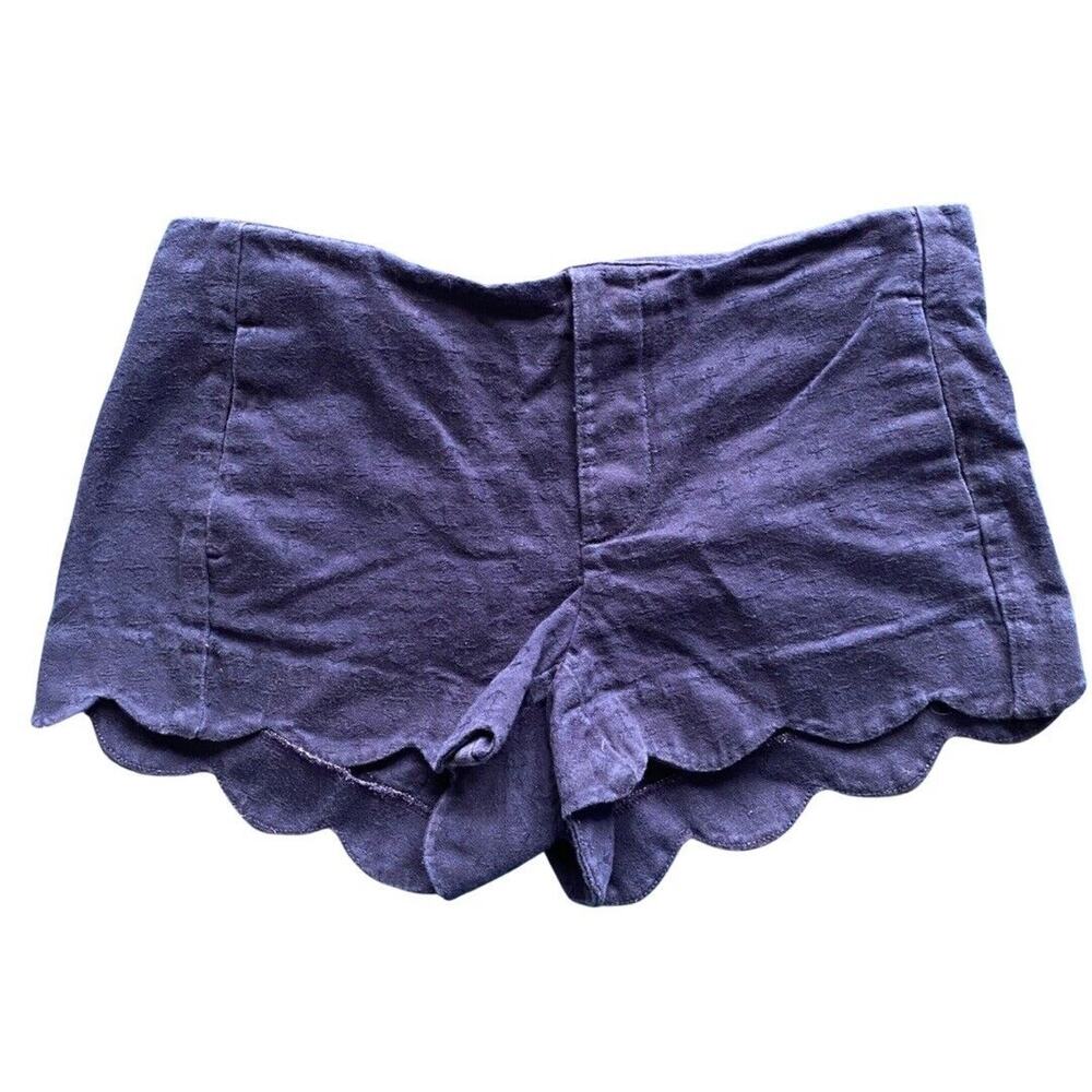 Lilly Pulitzer Navy Blue Patti Scalloped Shorts Anchor Jacquard Size 0